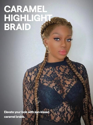 GORGIUS Caramel Highlight French Braid Wig Pre Plucked Braided Lace Front Wig with Baby Hair Double Twist Braiding Synthetic Cornrow Wig