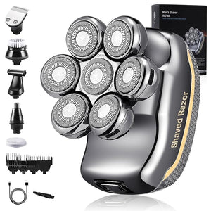 Head Shavers for Bald Men: - Electric Head Shavers for Men Wet&ampDry Waterproof Cordless Electric Razor 6-in-1 Rotary Shaver Grooming Kit with Nose Beard Trimmer Hair Clipper