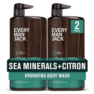 Every Man Jack Men¡¯s Hydrating Body Wash for All Skin Types - Cleanse and Hydrate Skin with Naturally Derived Marine Extracts Coconut Oil and a Sea Minerals + Citron Scent - 33.8 fl. oz. - 2 Bottle