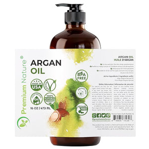 Argan Oil for Dry Damaged Curly and Frizzy Hair Growth - Organic Hair and Skin Serum from Morocco 16 oz Pure Cold Pressed