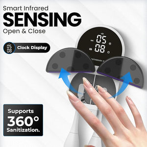 UV Toothbrush Sanitizer Holder &amp; Cleaner with Led Clock Display, Hands-Free Wave Sensing &amp; Dual Toothbrush Storage - Wall Mounted UV Tooth Brush Sanitizer Holder for Bathroom Decor, Fits All B