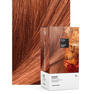 IGK Permanent Hair Dye Color Kit | 7C Copper Cola - Dark Coppery Blonde | 100% Gray Color Coverage + Strengthen + Shine | Ammonia Free