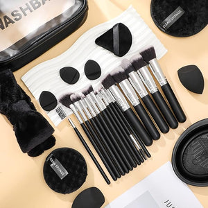 39Pcs Makeup Brush Set Professional Makeup Brushes with Makeup Sponge Makeup Storage Bag Cleaning Tools Powder Puff for GirlWomen