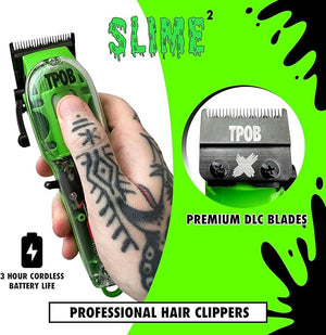 TPOB Slime 2 Barber Hair Clippers for Men 6800 RPM with Matte Green Case and X Fade Blade