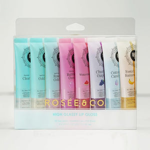 ROS?E &amp; CO Rosee Lip Gloss Vegan &amp; Cruelty Free Treatment, Professional Make up, Long Lasting Glossy with Shea Butter, Moisturize, Protect &amp; Smooth, High Shine, Non-Sticky - Set of 8-2