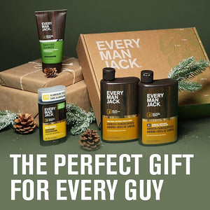Every Man Jack Men's Bath and Body Gift Set - Amber + Sandalwood Scent - Clean Ingredients - Includes Hydrating Body Wash, 2-in-1 Shampoo, Aluminum-free Deodorant &amp; Face Wash