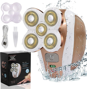 Electric-Razor-for-Women-Shaver Rechargeable Rotary Waterproof Painless Trimmer Cordless Hair Remover with Detachable Head Wet Dry Use for Womens Legs Face Lips Pubic Hairs Bikini Body