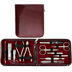 3 Swords Germany - brand quality 12 piece manicure pedicure grooming kit set for professional finger &amp toe nail care with burgundy synthetic leather case - Made in Germany