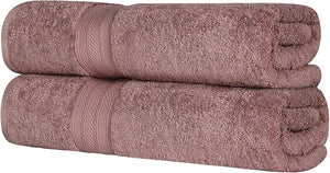 Superior Long Staple 100% Combed Cotton 700GSM 2-Piece Solid Bath Sheet Set for Bathroom Shower Kitchen-Super Soft Plush Highly Absorbent Assorted 2-Piece Bath Seets Grape Shake
