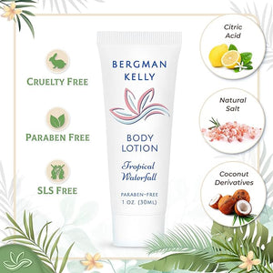BERGMAN KELLY - Travel Size Lotion - 1 fl oz 100 PK Tropical Waterfall - Delight Your Guests w/Invigorating &amp Refreshing Body Lotion - Quality Mini &amp Small Size Guest Hotel Toiletries in Bul