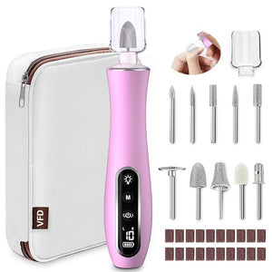 Electric Nail File Drill Cordless 2000 mAh Rechargeable Nail Filer Electric Portable Nail Dril 10 Speeds Professional Machine Drill for Nails Acrylic Manicure and Thick Toenails Grinder