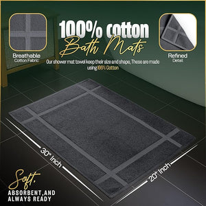 Pearl Linens Pack of 6 Washable Cotton Bath Mat 20X30? Soft &amp Absorbent Quick-Dry Bathroom Mat Set ? Not Bathroom Rugs ? After Shower Mat Terry Bath Tub Mat 687 GSM Grey