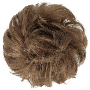 FESHFEN Human Messy Buns - 100% Human Hair Bun Real Scrunchies Hair Pieces Ponytail Extensions Wavy Tousled Updo Chignon Hairpieces for Women Ash Brown