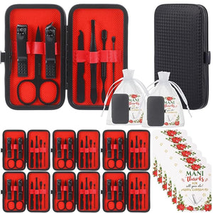 6 Nail Clippers Kits Christmas Gifts Manicure Set Nail Care Tools Fingernail Toenail Clipper Cutters Professional Stainless Steel Grooming Kit with Travel Case for Men Women Xmas Party Favors