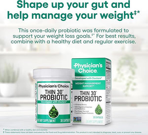 Physician's CHOICE Probiotics for Weight Management &amp Bloating - 6 Probiotic Strains - Prebiotics - Key ingredient Cayenne - Supports Gut Health - Weight Management for Women &amp Men - Green Tea