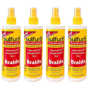 Sulfur 8 Dandruff Treatment for Braids 12 oz (Pack of 4) ? Medicated Anti-Itch Scalp Conditioner