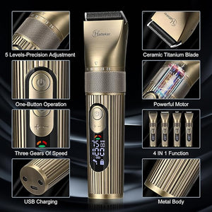 Hatteker Men's Beard Trimmer Professional Cordless Hair Clipper Barber Clipper Shaver Detail Trimmer for Men Waterproof 4 in 1