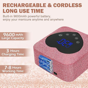 UV LED Nail Lamp Rechargeable 72W Cordless Portable UV Light for Gel Nails PolishRhinestones Nail Dryer Light with GloveAuto Sensor5 Timer30 BeadsFast Curing Gel X Polish Lamp for Home Salon