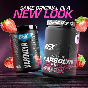 EFX Sports Karbolyn Fuel | Fast-Absorbing Carbohydrate Powder | Carb Load Sustained Energy Quick Recovery | Stimulant Free | 18 Servings (Strawberry)