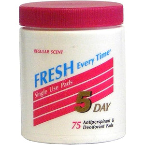 5 DAY Anti-Perspirant Deodorant Pads Regular Scent 75 Each (Pack of 5)