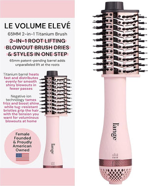 L'ANGE Hair Le Volume Elev? 65MM 2-in-1 Titanium Brush Dryer | Dry and Style | Unique Teardrop Shape Barrel | 3 Heat Settings | 360¡Æ Vented Airflow | Ionic Technology for Frizz-Free Styling (Blush)