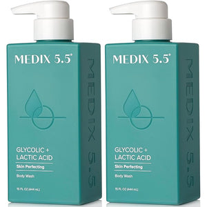 Medix 5.5 Glycolic Acid + Lactic Acid Exfoliating Body Wash Gel | KP Bump Eraser | AHA Exfoliant Skin Care Body Cleanser | Keratosis Pilaris &amp Acne | Anti Aging AHA Foaming Body &amp Face Wash 2