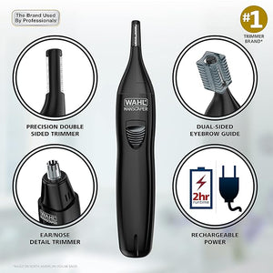 Wahl Manscaper Rechargeable Multipurpose Precision Detail Trimmer with Rotary Attachment Head for Hygienic Grooming of Hair Anywhere for Eyebrows Sideburns Necklines Ear and Nose Hairs