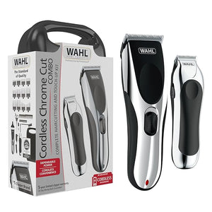 Wahl Clipper Cordless Chrome Pro Hair Clippers for Men and Battery Hair Trimmer Combo for Full Haircuts and Touch-Up Trims ? Model 3026590
