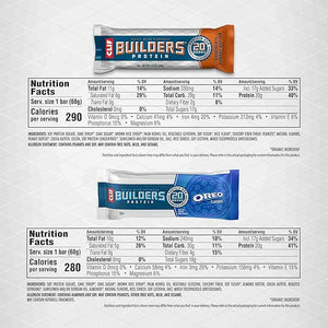 Builders Protein Bar Variety Pack, oreo and chocolate peanut butter 6 of each flavor 20g Plant Based Protein - Gluten Free - Non-GMO - Low Glycemic - No Artificial Sweeteners - 2.4 oz. (12 Pack)