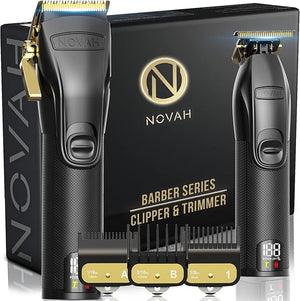 Novah¢ç Professional Hair Clippers for Men Professional Barber Clippers and Trimmer Set Mens Cordless Hair Clipper for Barbers Haircut Fading Kit Fade - Gold