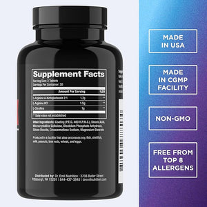 Dr. Emil - Elite L Arginine (3150mg) + L-Citrulline Highest Dose - Nitric Oxide Supplement for Vascularity Endurance and Heart Health (AAKG and HCL) - 90 Tablets