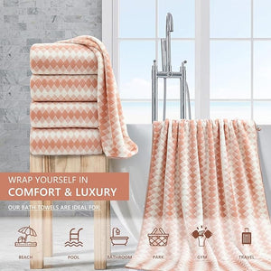 4 Piece Extra Large Bath Towel Set Oversized Bath Sheet 35x70 Bathroom Towel Set Soft Highly Absorbent &amp Quick Dry Premium Bath Towel for Bathroom 600GSM Shower Towel Spa Gym HotelPeach