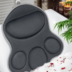 Luxury Bath Pillows for Tub ? Extra Thick Non-Slip Bathtub Pillow with Rubber Back Head &amp Neck Support for Soaking Spa Bath Accessories for Women Fits All Bathtubs (Gray)