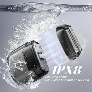 Electric Foil Shaver for Men :3D Floating Blades, LED Display, USB-C Fast Charge, IPX8 Waterproof - Perfect for Travel &amp; Smooth Shaving at Home Gray