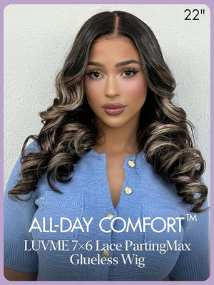 LUVME HAIR 7x6 HD Lace All-Day Comfort Wig 200% Density Hair PartingMax Lace Wigs Mix Blonde Highlight Color Loose Body Wave Lace Front Wigs Human Hair Pre Cut Plucked Lace Frontal Glueless 18 Inches