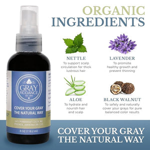 Natural Hair Dye Color Spray - Vegan, Cruelty-Free, Ammonia-Free, Non-Toxic, Permanent, Brown Hair Color - 100% Gray Coverage with Organic Ingredients, Safe for Pregnancy - 4 fl oz