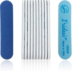 Iridesi Professional Mini Blue Finger Nail Files 120/240 Washable Emery Boards 3-1/2 Inches Long Fingernail Files Per Pack (100)