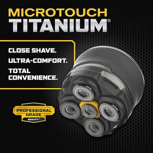 Microtouch Titanium Electric Head Shaver - Rechargeable Head and Face Shaver for Men Cordless Razor Hypoallergenic Wet/Dry Shaving Precision Head Trimmer Lithium Power Battery Powered