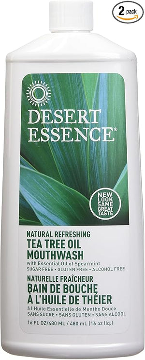 Desert Essence: Tea Tree Oil &amp; Spearmint Mouthwash, 16 oz (2 pack)