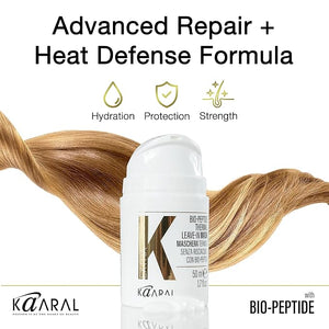 Kaaral Bio-Peptide Thermal Leave-In Hair Mask - Intensive Moisture &amp Heat Protection for Dry Damaged Hair - Strengthening Hydrating Repair with Collagen &amp Restores Shine - 50ml