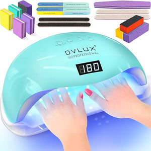 OVLUX 180W UV LED Nail Lamp - Professional Fast Nail Dryer for Gel Polish with 57 LEDs Auto Sensor LCD Display 4 Timer Settings Cures Fingernails &amp Toenails for All Gel Types - Color Tiffany