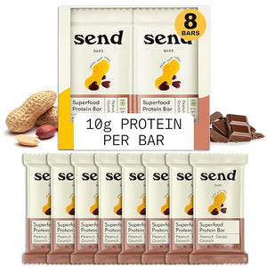 Send Bars Plant-Based Vegan Healthy Protein Bars, With Greens (Peanut Cacao Crunch, 8 Bars) ? Only Real Ingredients, Zero Added Sugar, Gluten-Free, Dairy-Free