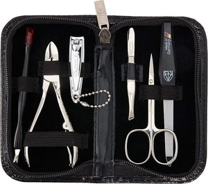 3 Swords Germany - brand quality 6 piece manicure pedicure grooming kit set for professional finger &amp toe nail care scissors clipper fashion leather case in gift box Made in Solingen Germany (832