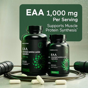 SMARTERNUTRITION Essential Amino Acids (EAA) Capsules - 1 Gram Per Serving of All 9 EAAs - Supports Muscle Mass &amp; Exercise - Non-GMO, Vegan, Gluten Free - 180 Count[90-Day Supply]