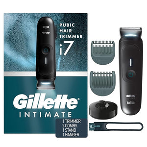 Gillette i7 Intimate Men¡¯s Premium Pubic Hair Trimmer, Waterproof LED Body Hair Trimmer for Men, Manscaping Body Groomer