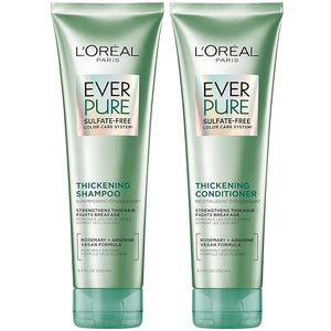 L'Oreal Paris Thickening Sulfate Free Shampoo and Conditioner Thickens + Strengthens Thin Fragile Hair EverPure 1 Hair Care Kit