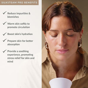 PMD SilkSteam Pro - Spa-Grade Facial Steamer with SilkSteam Technology - Rapid Start-Up - Adjustable Directional Nozzle - Essential Oil Filters - Dewy Hydrated Glow