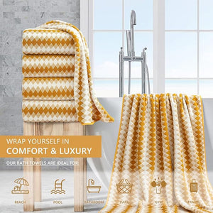 4 Piece Bath Towel Set Oversized Bath Sheet 35"x70" Bathroom Towel Extra Large Bath Towel Set Soft Highly Absorbent Quick Dry Premium Bath Towel for Bathroom Shower Spa Gym Hotel,Golden Brown