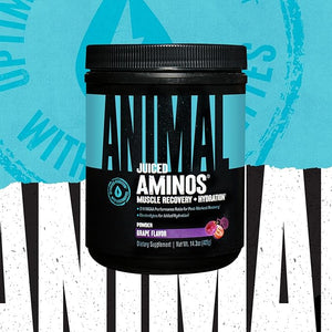 Animal Juiced Amino Acids - BCAA Powder EAA Matrix Plus Hydration with Electrolytes and Sea Salt Anytime Recovery and Improved Performance Grape Flavor 30 Servings