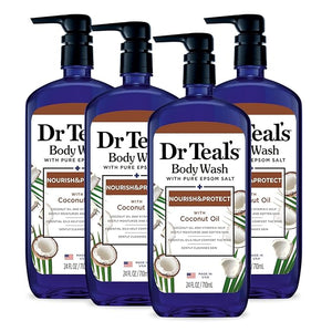 Dr Teal's Body Wash with Pure Epsom Salt with Coconut Oil 24 fl oz (Pack of 4)
